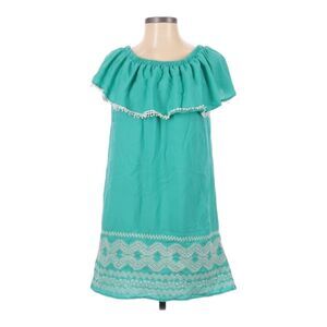 Trixxi Dress Size S Turquoise White Embroidery Off The Shoulder Fairy Boho Comfy